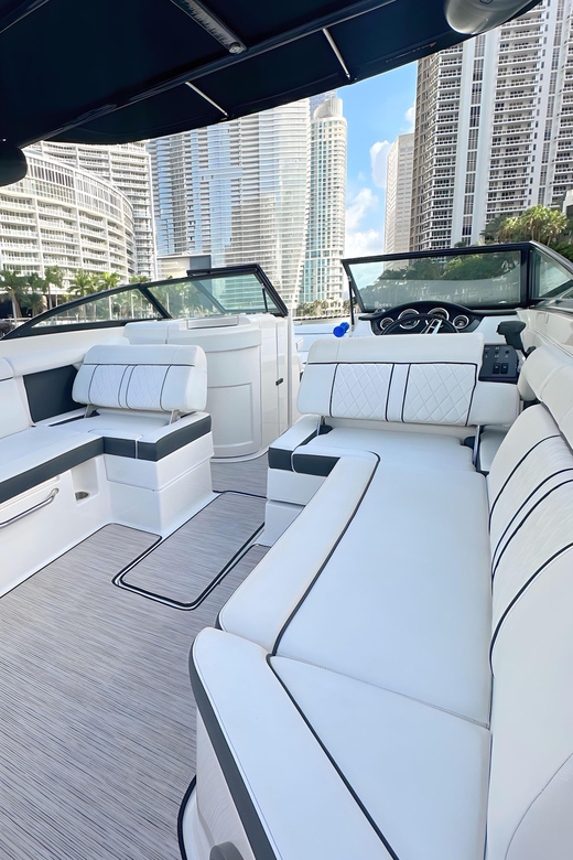 Miami: Private Luxury Boat Charter with a Captain - On-board comfort: music, restroom, swimming, and smart rules